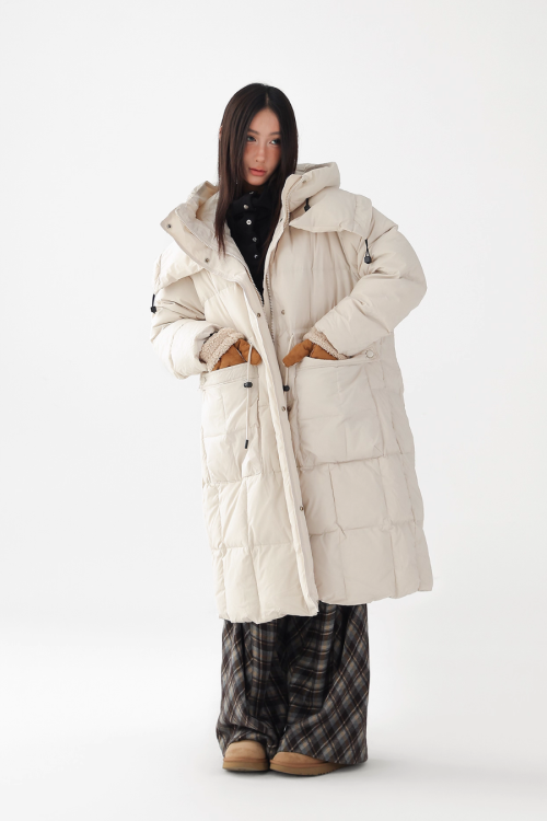 Stand Collar Down Long Coat