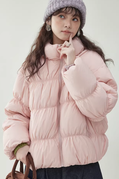 Stand Collar Fluffy Down Jacket