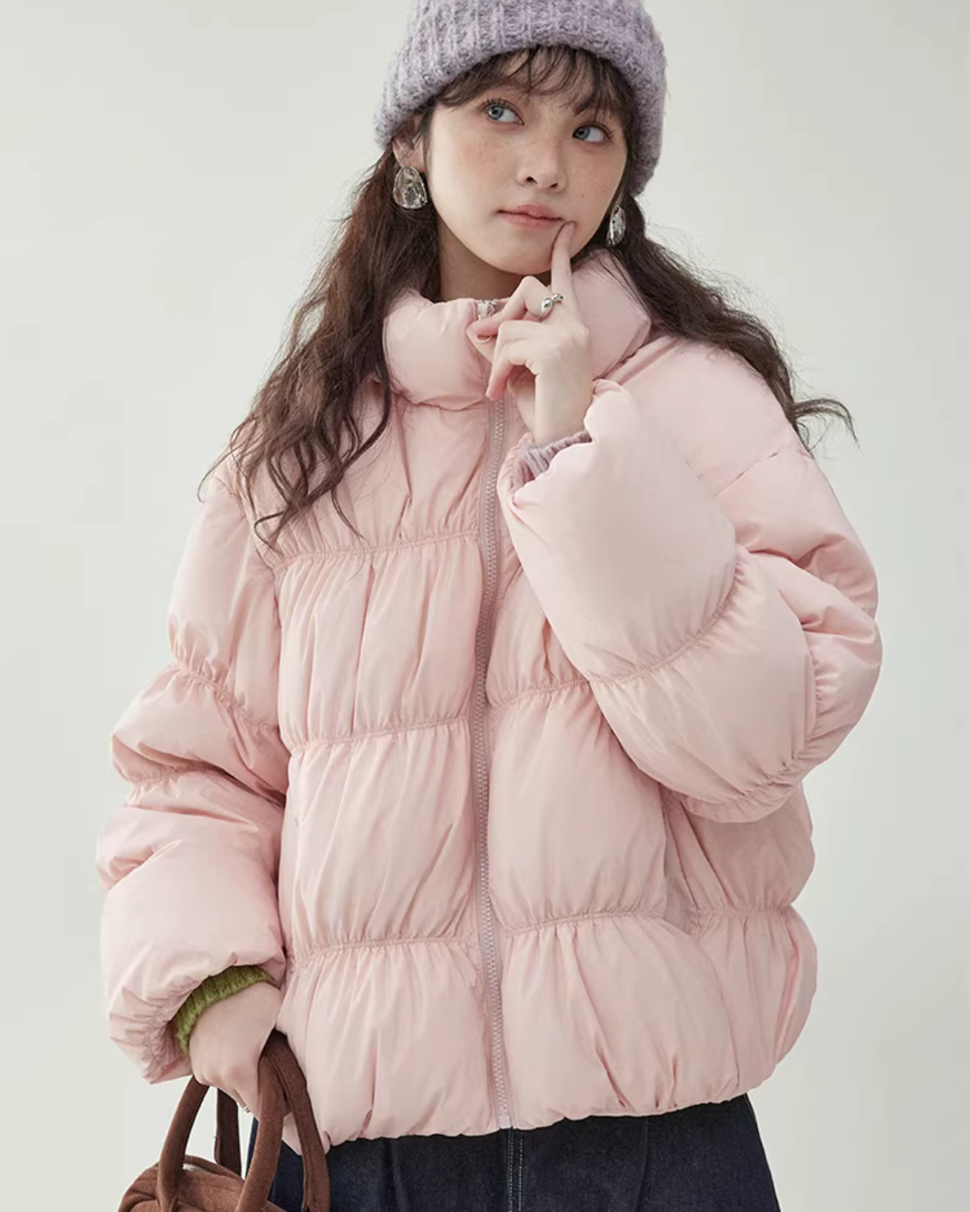 Stand Collar Fluffy Down Jacket Stand Collar Fluffy Down Jacket