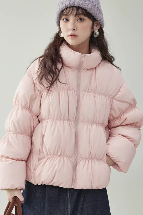 Stand Collar Fluffy Down Jacket