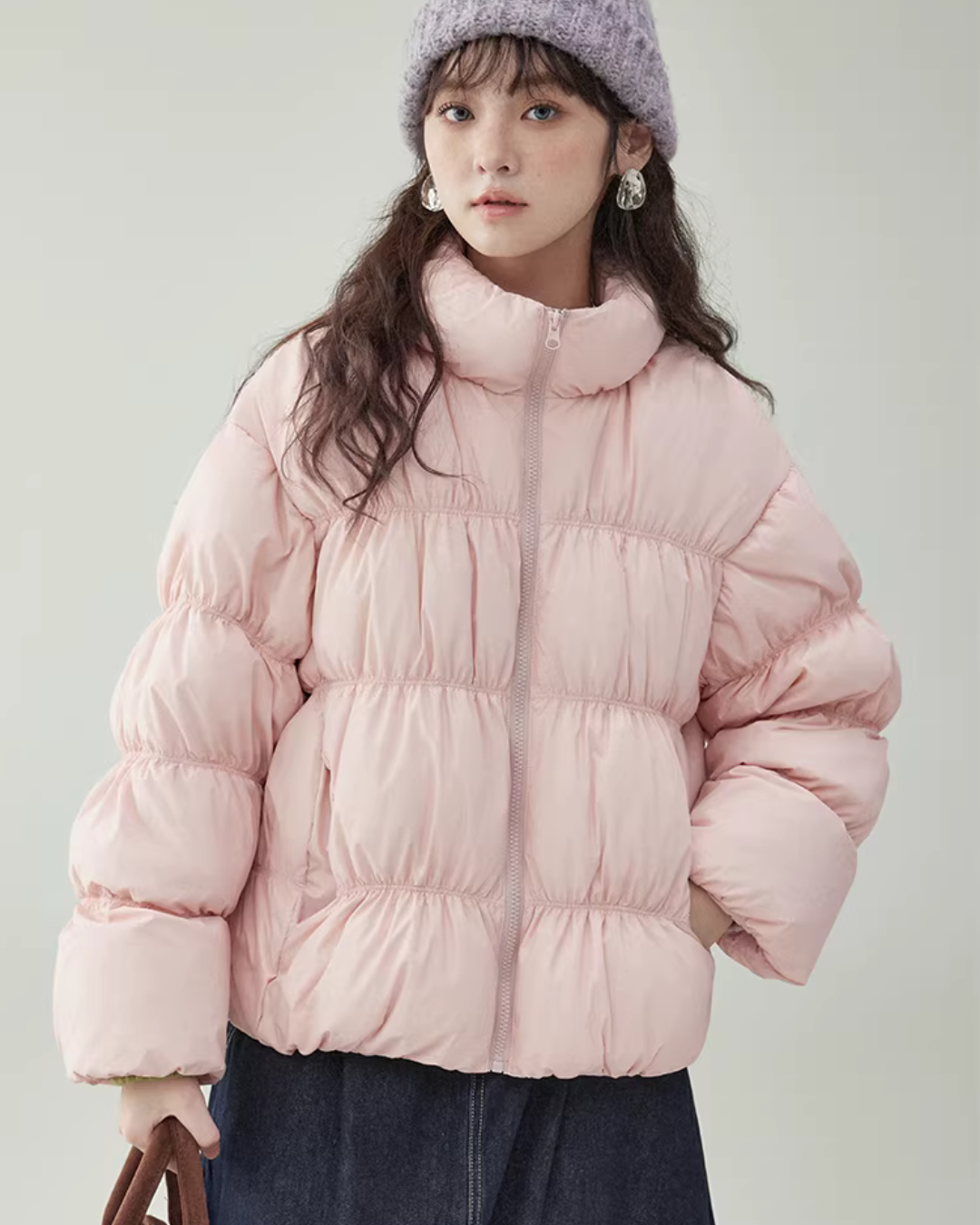 Stand Collar Fluffy Down Jacket Stand Collar Fluffy Down Jacket