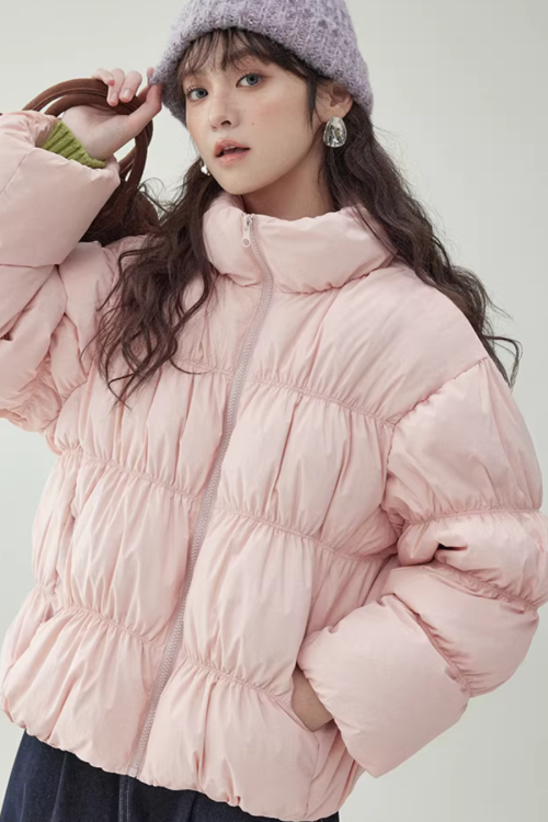 Stand Collar Fluffy Down Jacket