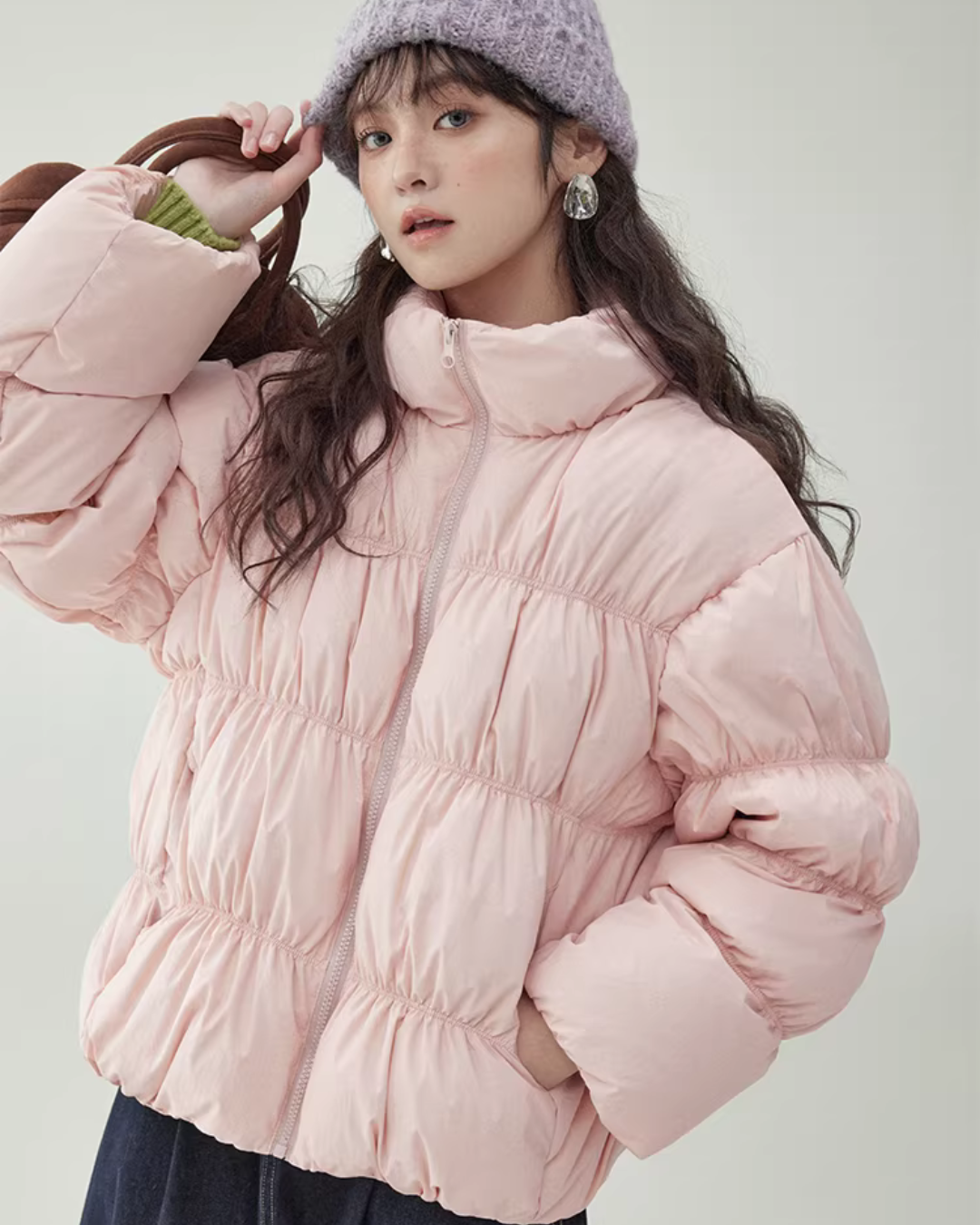 Stand Collar Fluffy Down Jacket Stand Collar Fluffy Down Jacket