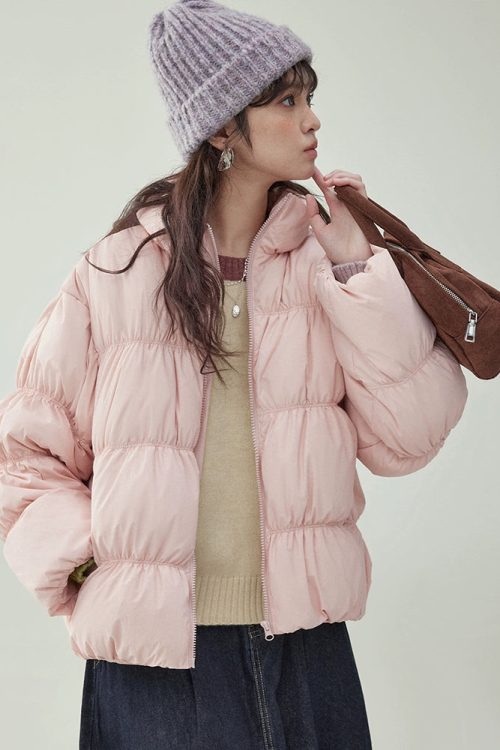 Stand Collar Fluffy Down Jacket