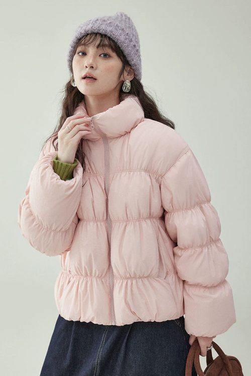 Stand Collar Fluffy Down Jacket