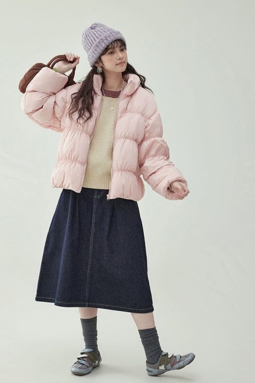 Stand Collar Fluffy Down Jacket