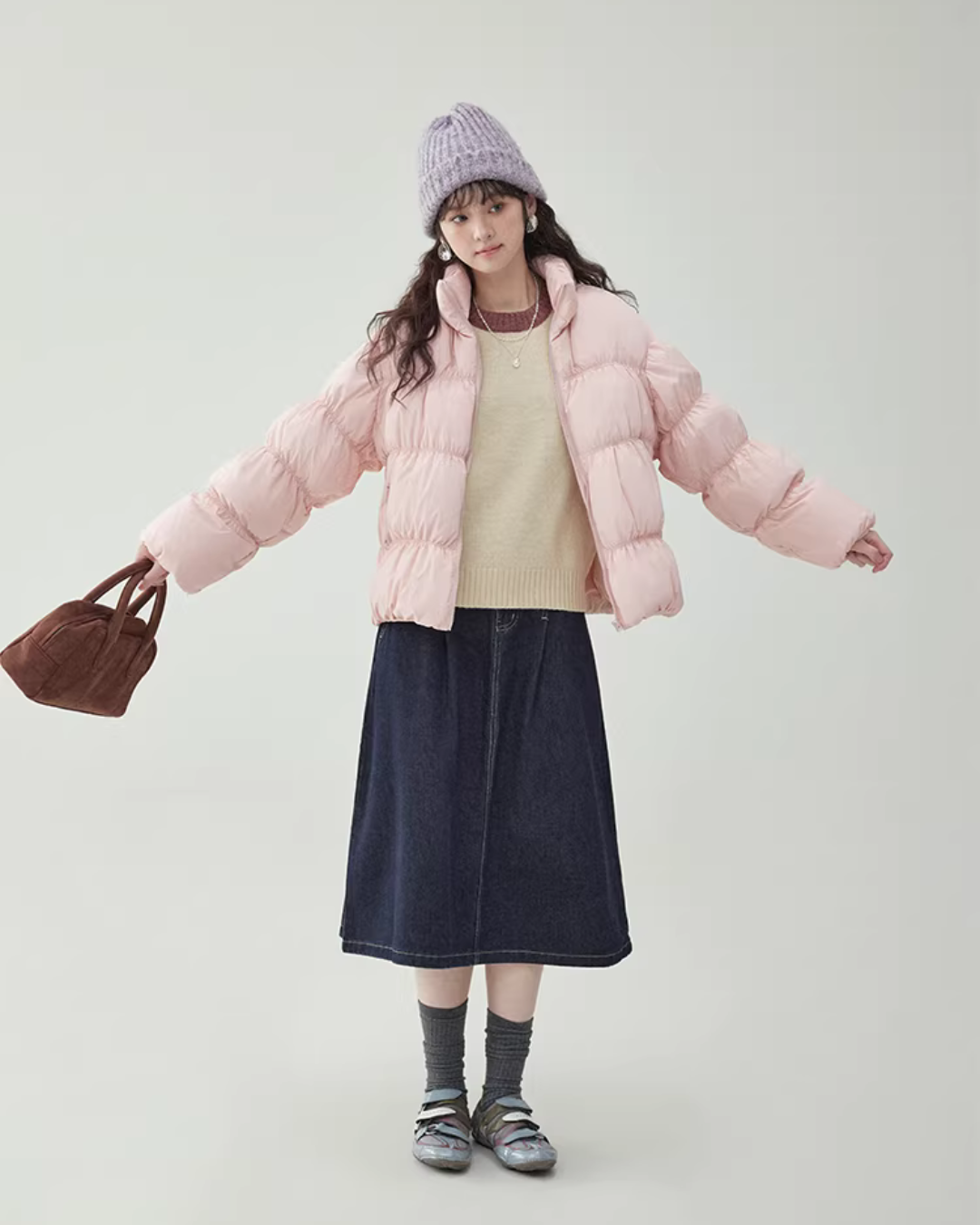 Stand Collar Fluffy Down Jacket Stand Collar Fluffy Down Jacket