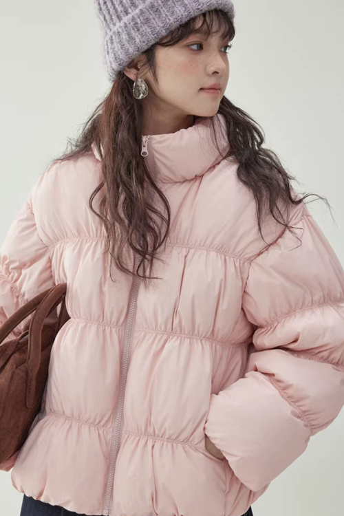 Stand Collar Fluffy Down Jacket