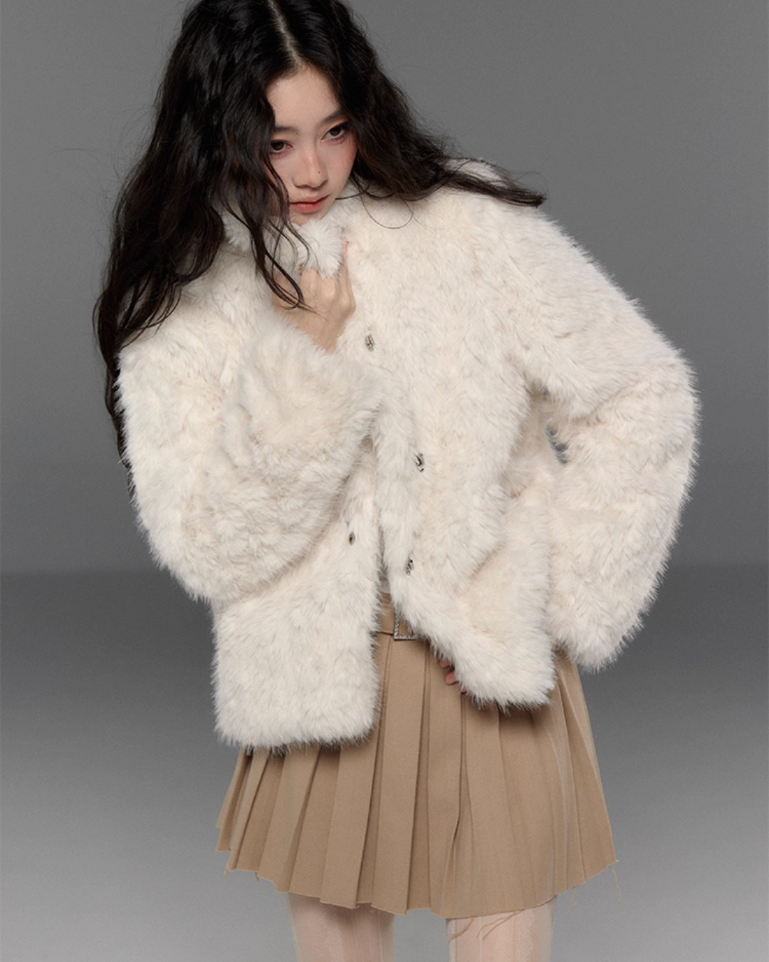Stand Collar Fluffy Fur Jacket Stand Collar Fluffy Fur Jacket