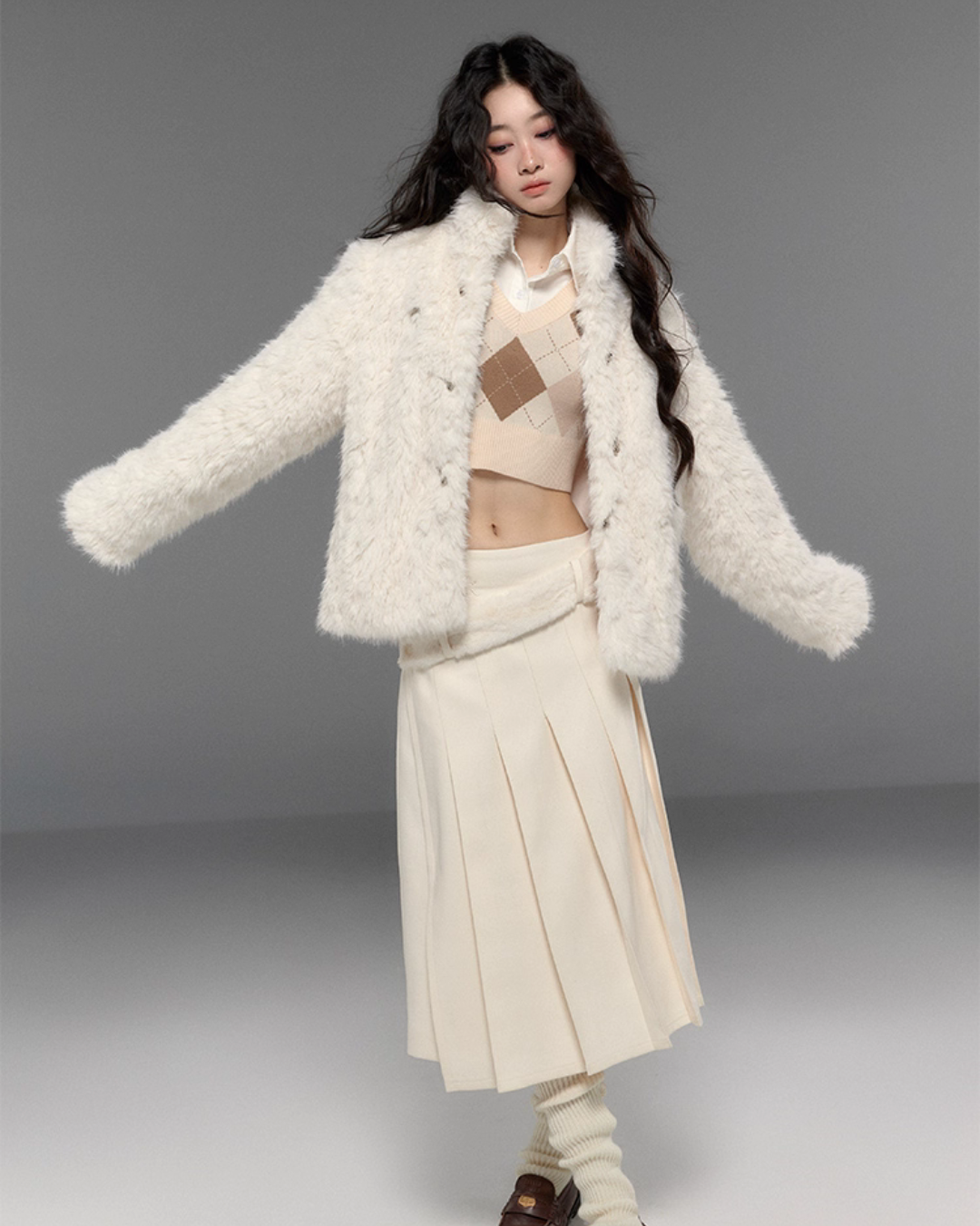 Stand Collar Fluffy Fur Jacket Stand Collar Fluffy Fur Jacket