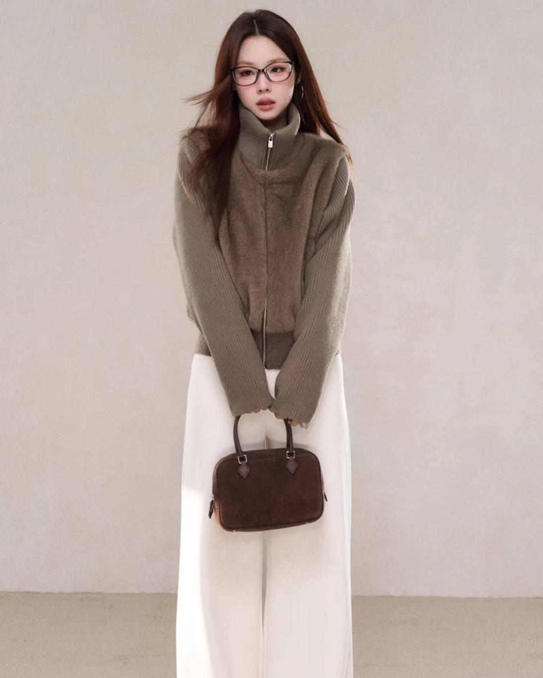 Stand Collar Fur Knit Jacket Stand Collar Fur Knit Jacket