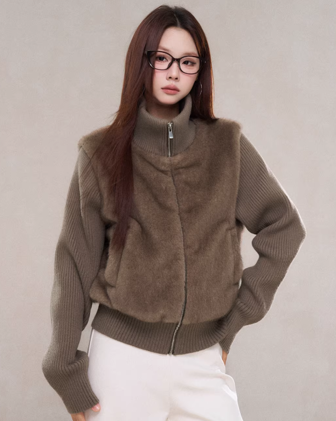Stand Collar Fur Knit Jacket Stand Collar Fur Knit Jacket