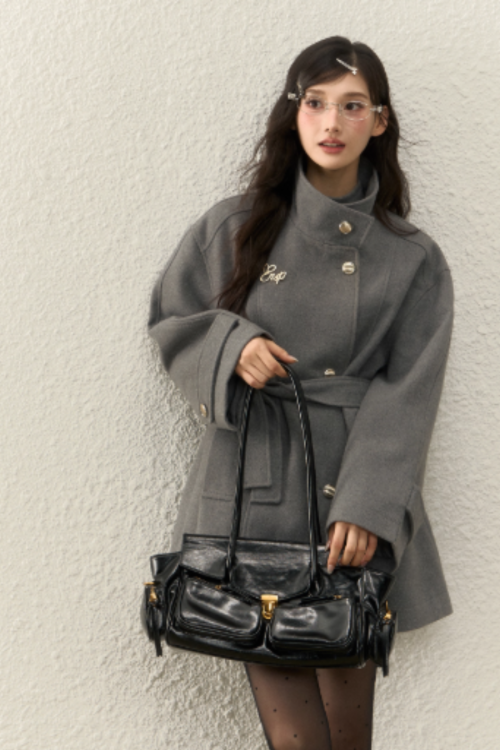 Stand Collar Gold Button Coat