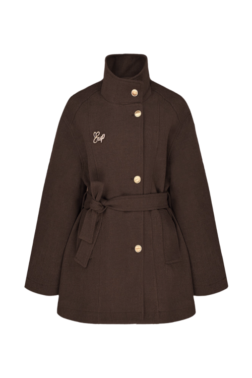 Stand Collar Gold Button Coat