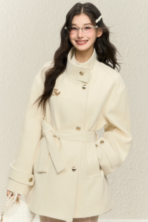 Stand Collar Gold Button Coat