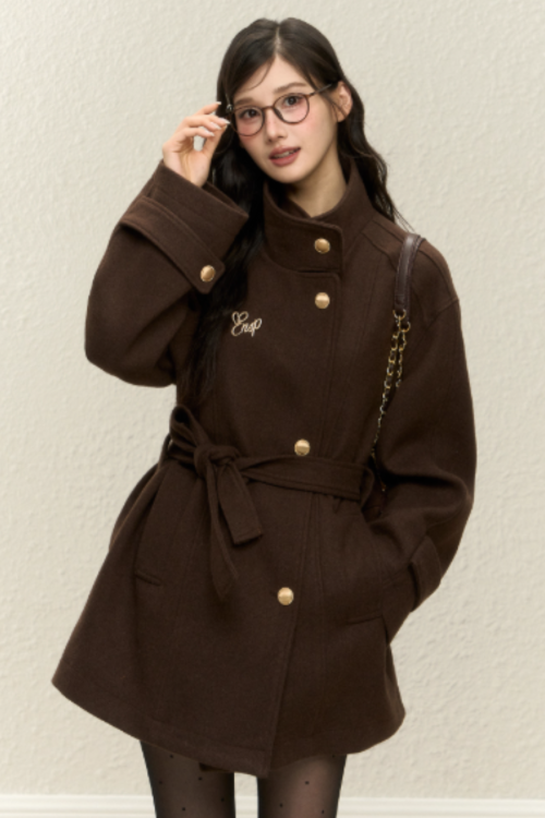 Stand Collar Gold Button Coat