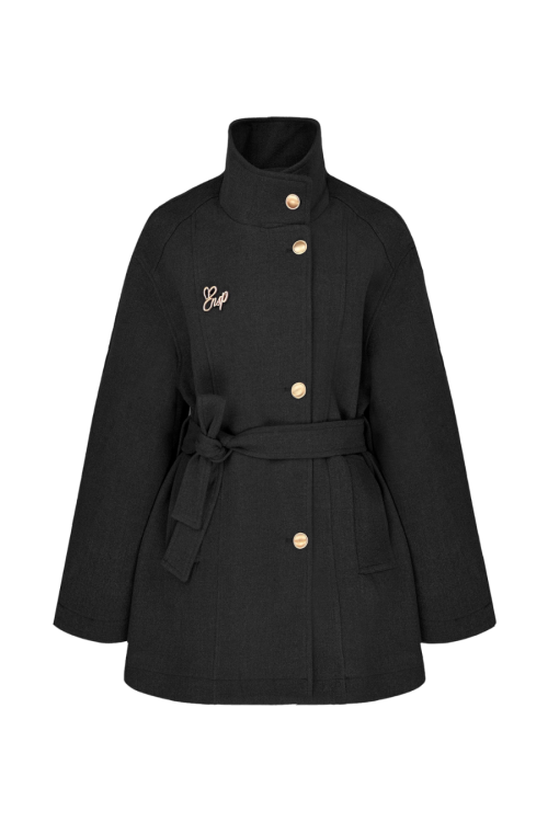 Stand Collar Gold Button Coat