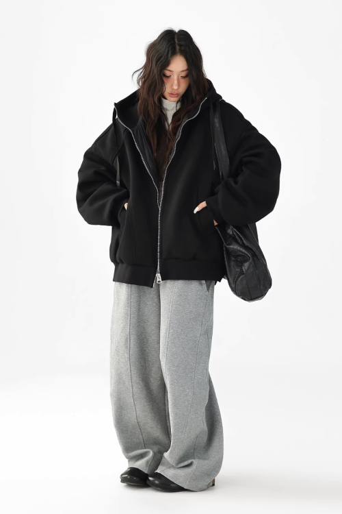 Stand Collar Hoodie Zip Jacket