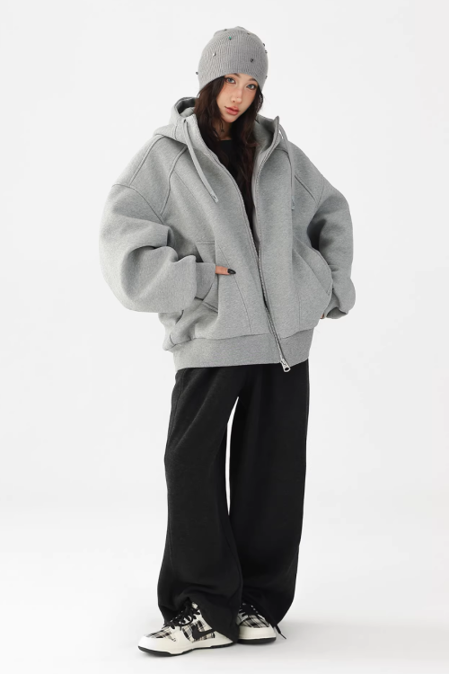 Stand Collar Hoodie Zip Jacket