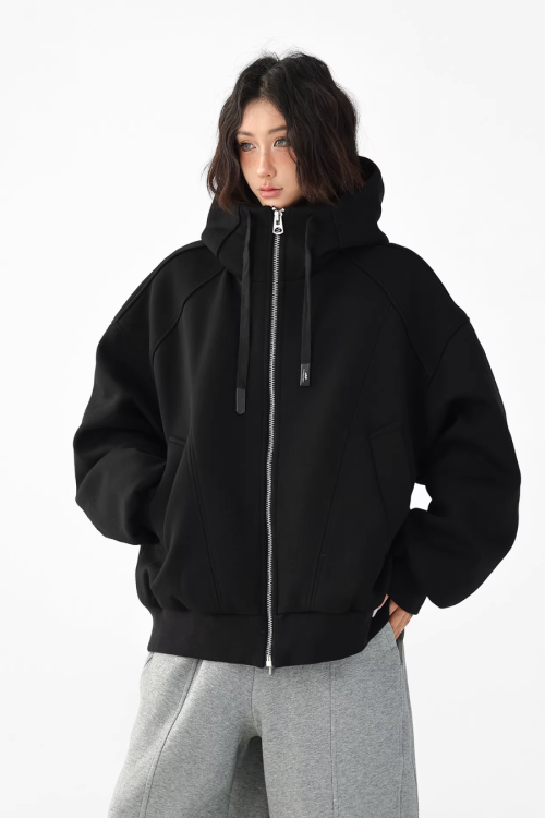 Stand Collar Hoodie Zip Jacket