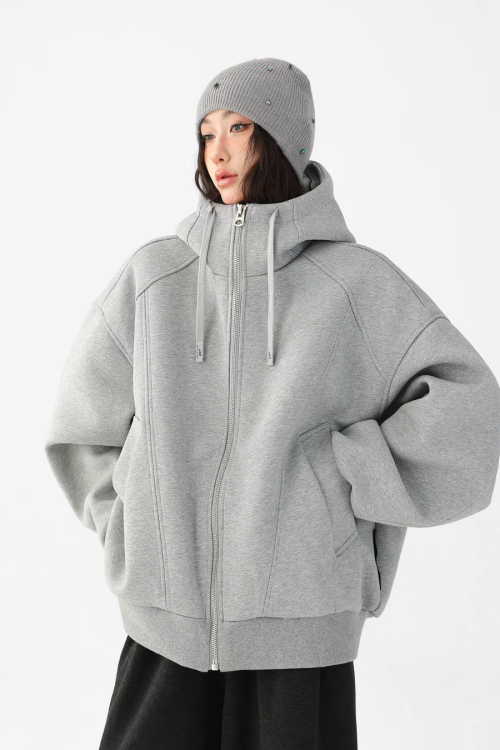 Stand Collar Hoodie Zip Jacket