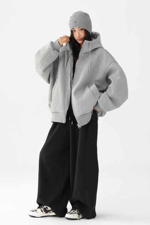 Stand Collar Hoodie Zip Jacket