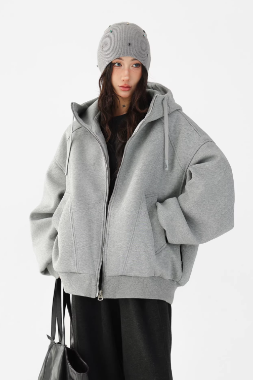 Stand Collar Hoodie Zip Jacket