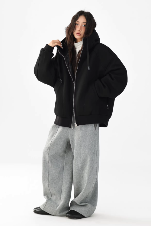 Stand Collar Hoodie Zip Jacket