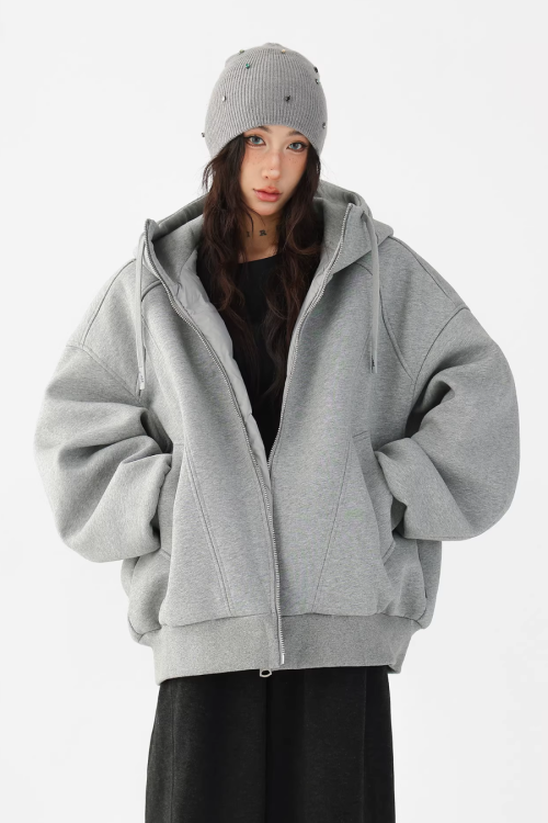 Stand Collar Hoodie Zip Jacket