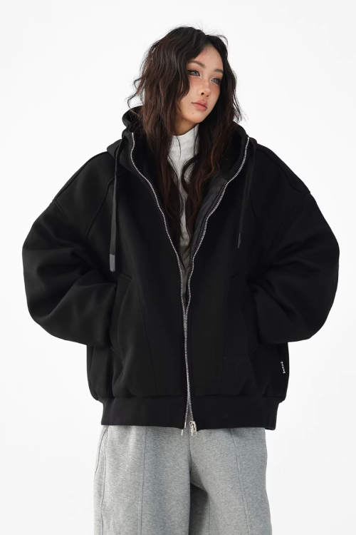 Stand Collar Hoodie Zip Jacket