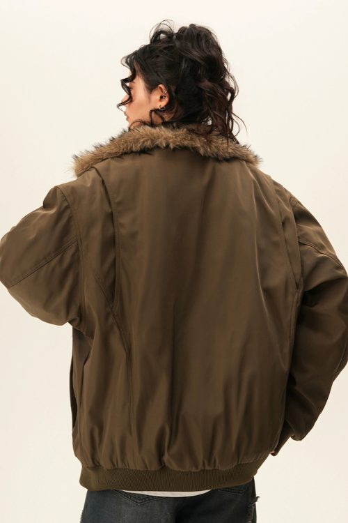 Stand Collar Inner Fur Jacket