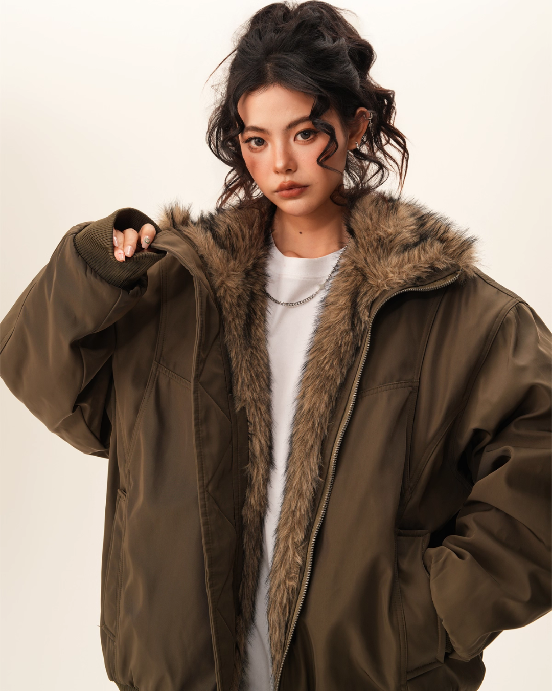 Stand Collar Inner Fur Jacket Stand Collar Inner Fur Jacket