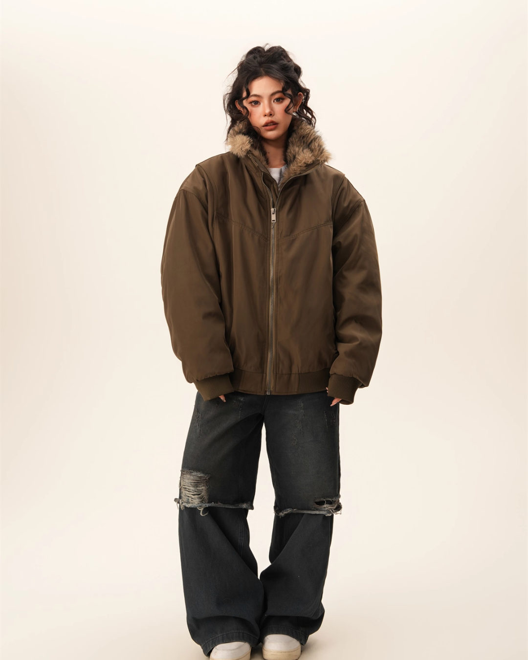 Stand Collar Inner Fur Jacket Stand Collar Inner Fur Jacket