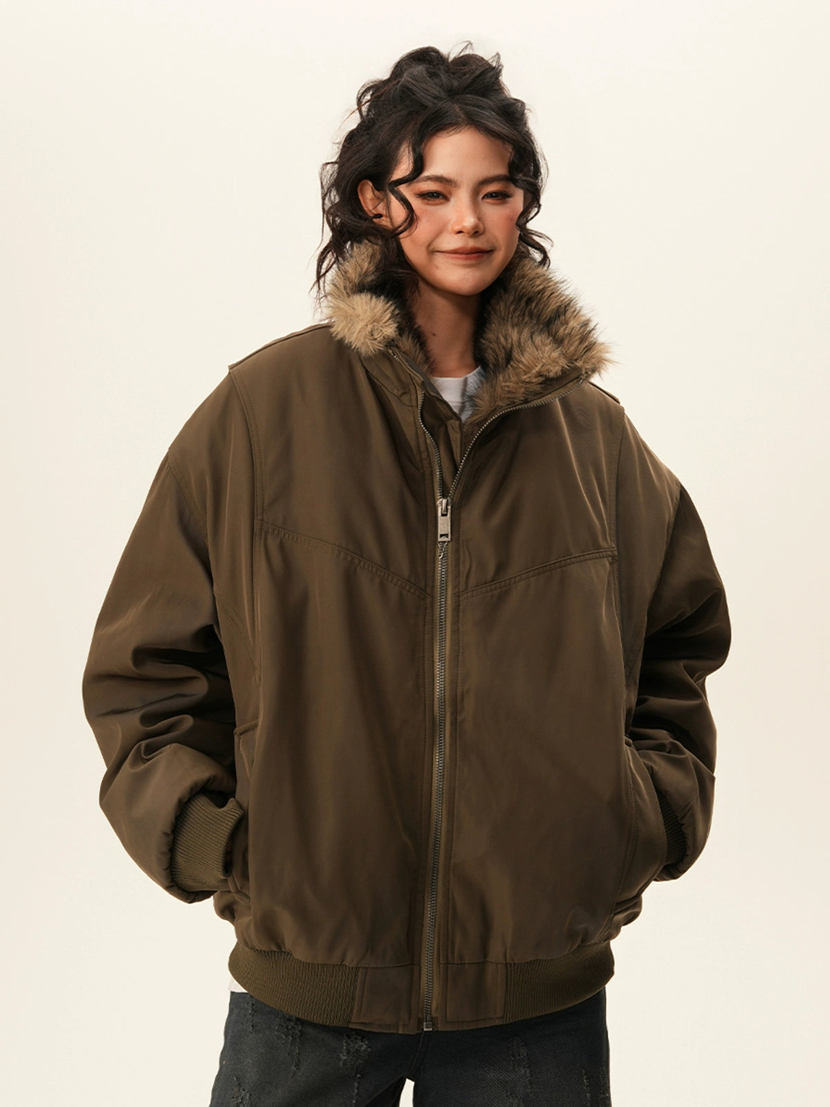 Stand Collar Inner Fur Jacket Stand Collar Inner Fur Jacket