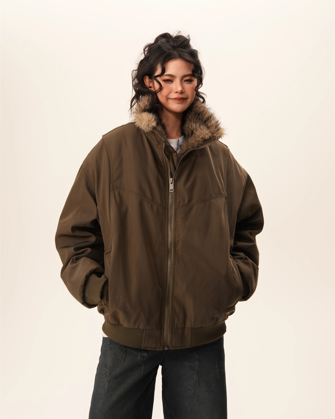 Stand Collar Inner Fur Jacket Stand Collar Inner Fur Jacket