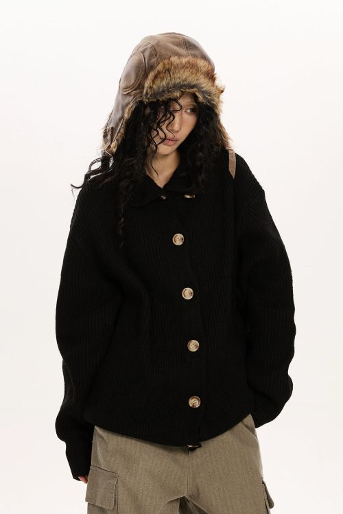 Stand Collar Knit Cardigan