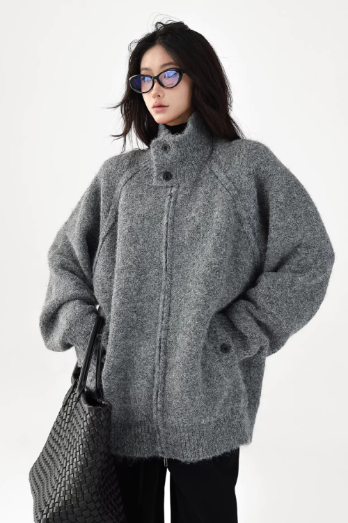 Stand Collar Knit Jacket