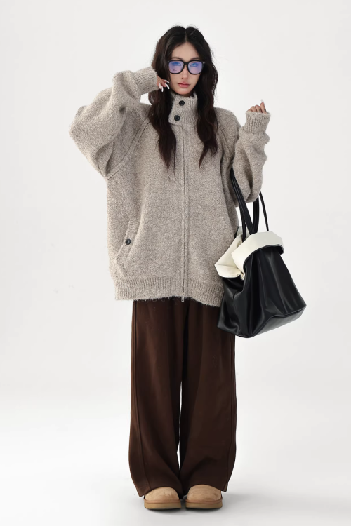 Stand Collar Knit Jacket