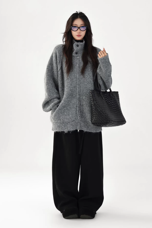 Stand Collar Knit Jacket