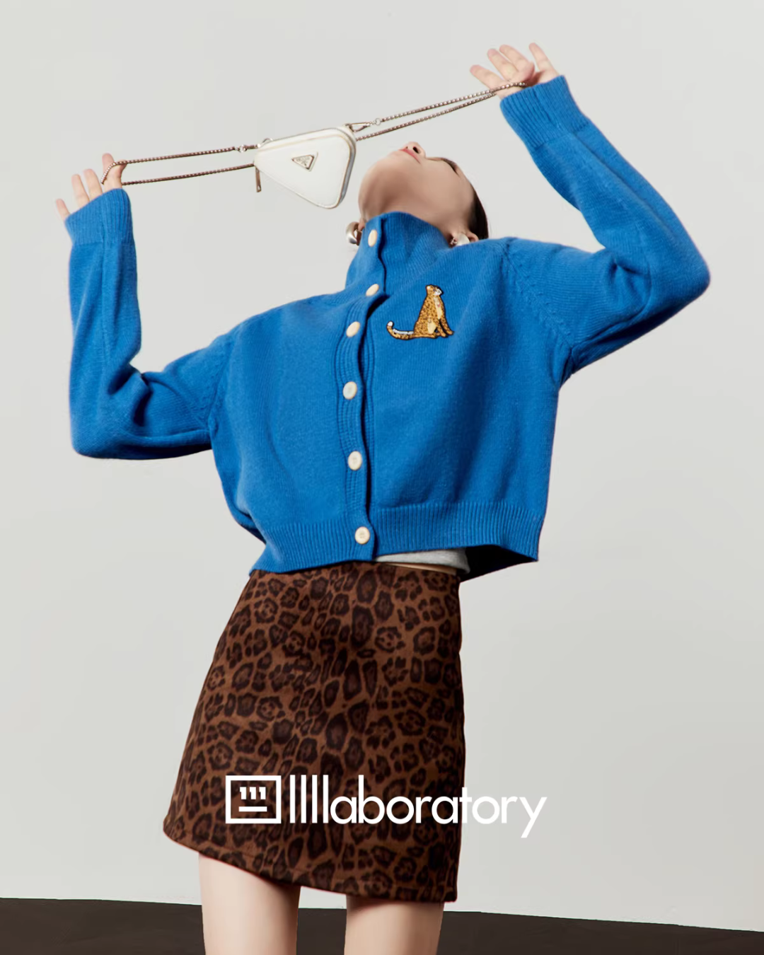 Stand Collar Knit Top / Leopard Print Mini Skirt Stand Collar Knit Top / Leopard Print Mini Skirt