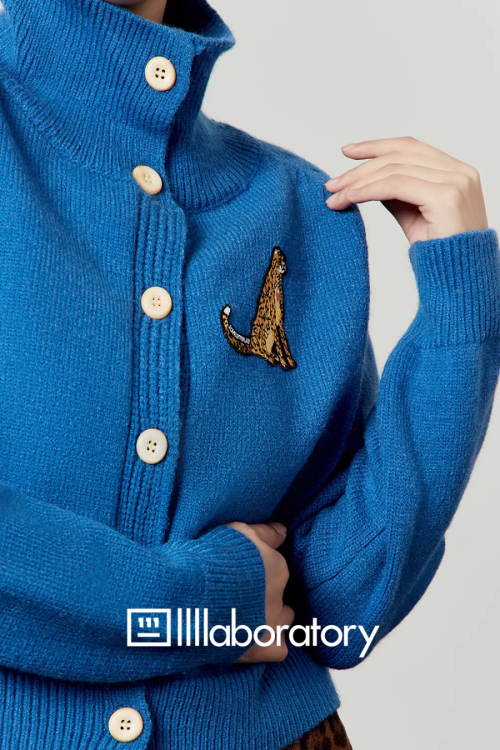 Stand Collar Knit Top / Leopard Print Mini Skirt