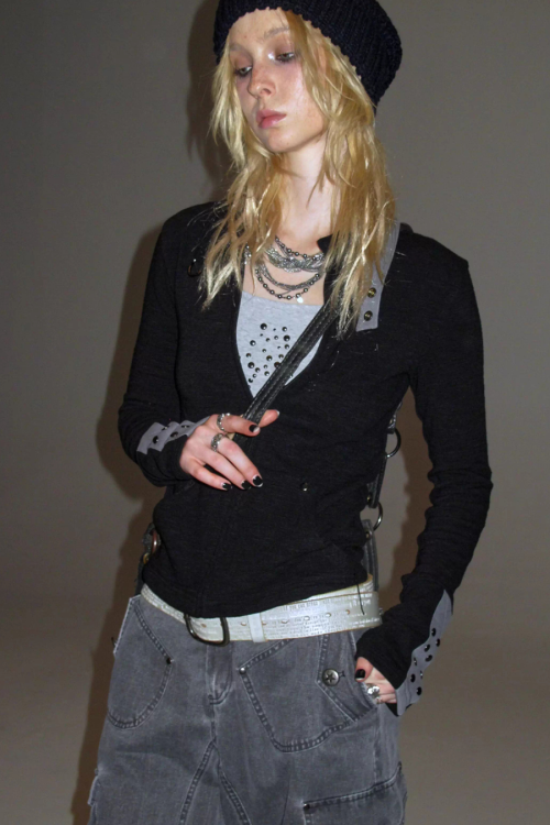 Stand Collar Metal Ring Jacket