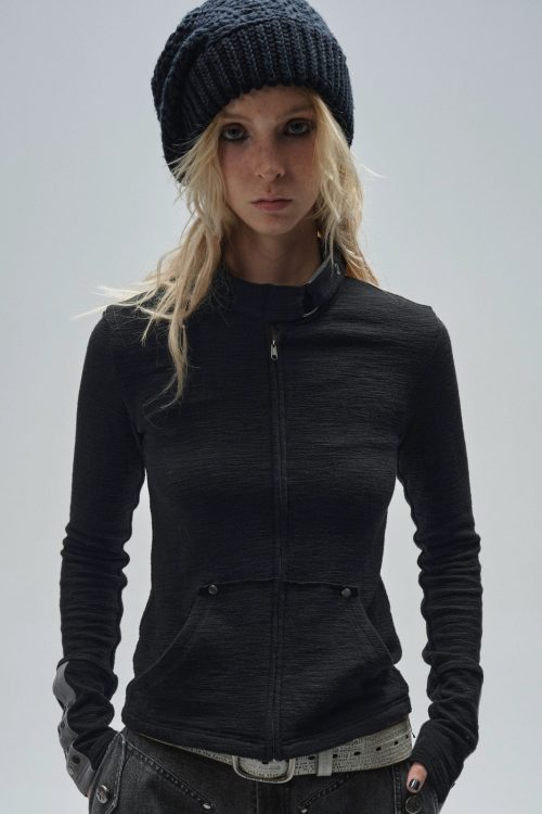 Stand Collar Metal Ring Jacket