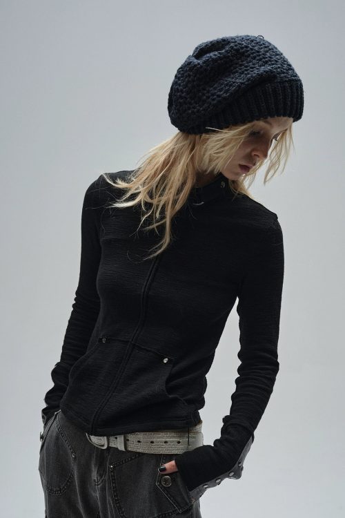 Stand Collar Metal Ring Jacket