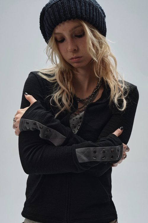 Stand Collar Metal Ring Jacket