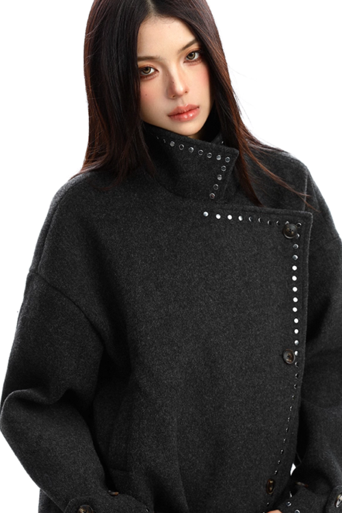 Stand Collar Mid-Length Coat