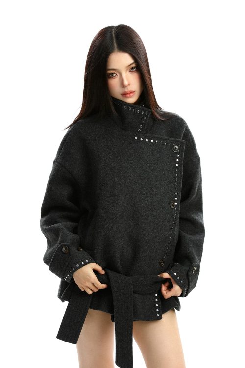 Stand Collar Mid-Length Coat