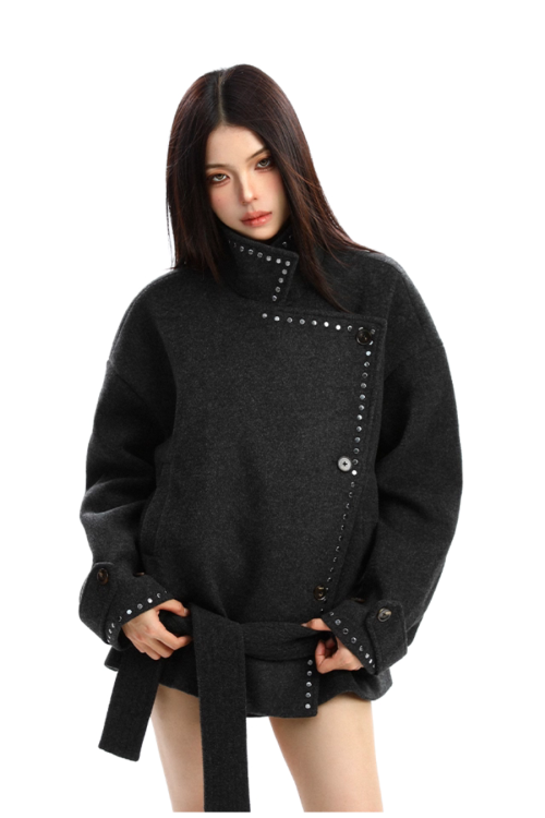 Stand Collar Mid-Length Coat