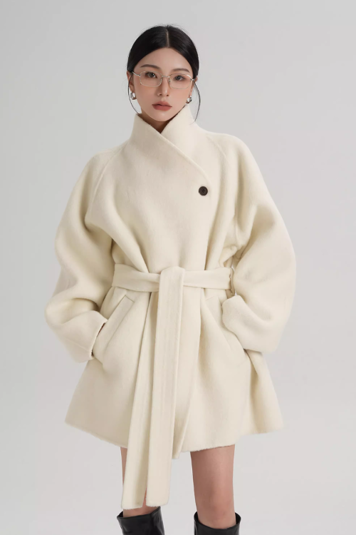 Stand Collar Mid-Length Coat