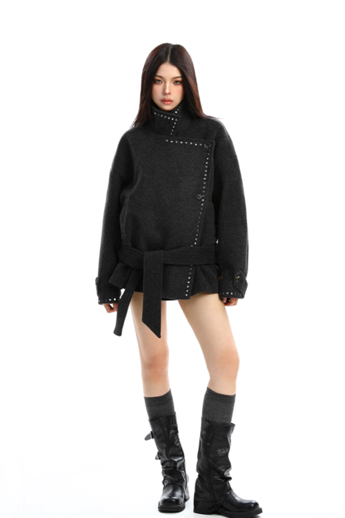 Stand Collar Mid-Length Coat